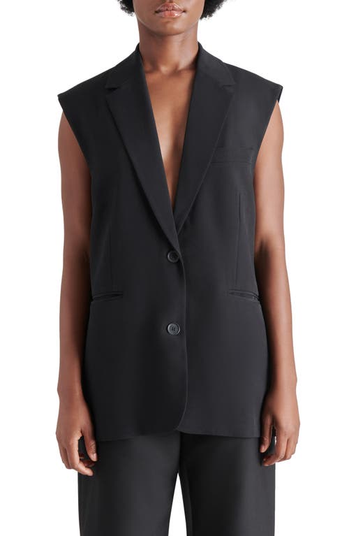 Shop Steve Madden Ashton Padded Shoulder Longline Vest In Black