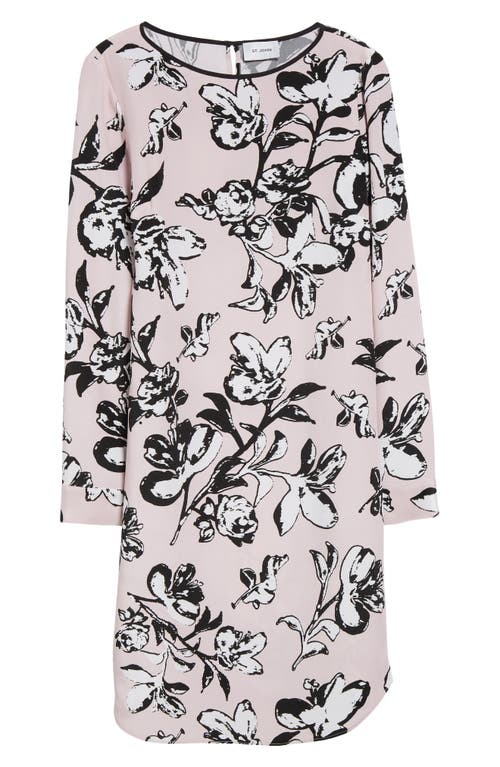 Shop St John St. John Collection Magnolia Floral Long Sleeve Silk Dress In Pale Pink Multi