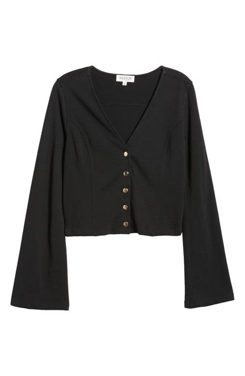 Shop Nation Ltd Margaux Cotton Cardigan In Jet Black