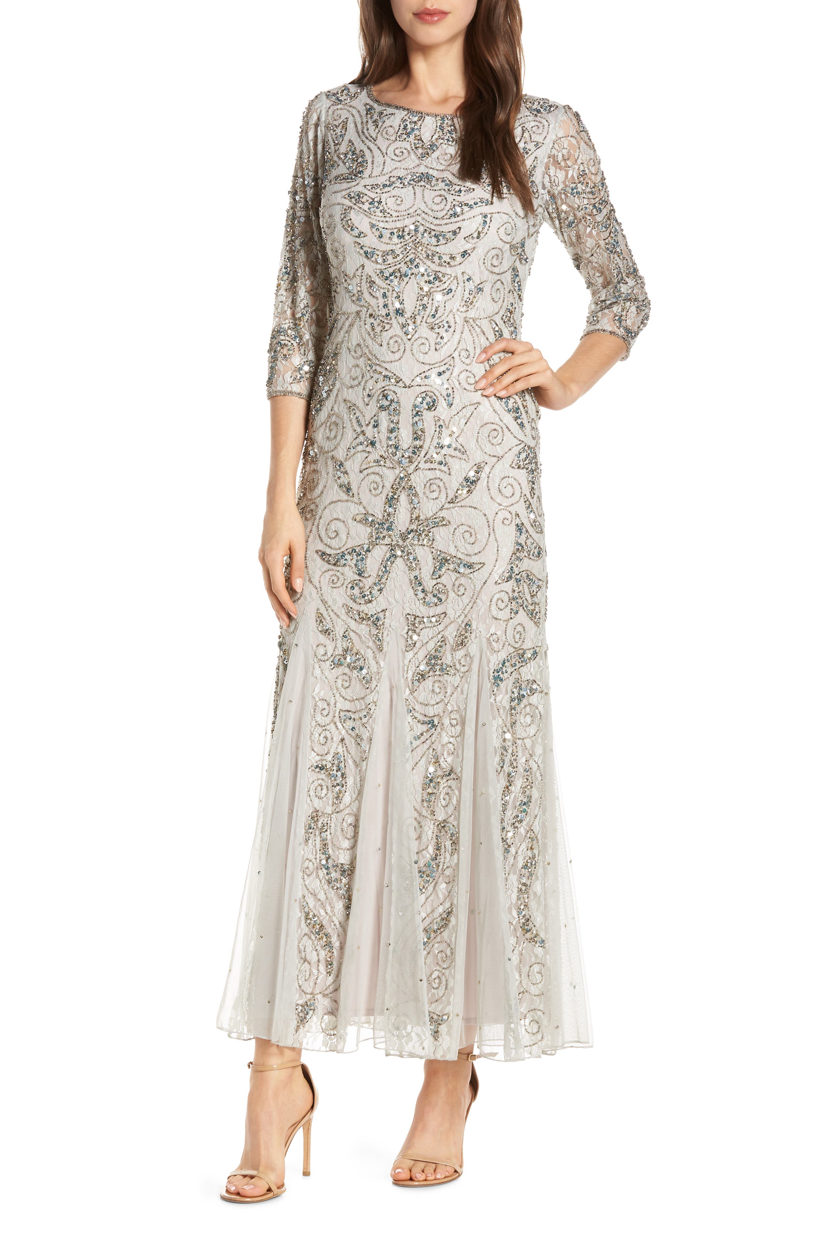 Pisarro Nights Beaded Lace Gown