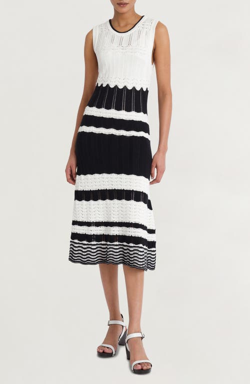 Luxely Mixed Stitch Sleeveless Knit Dress Ivory/Black at Nordstrom,