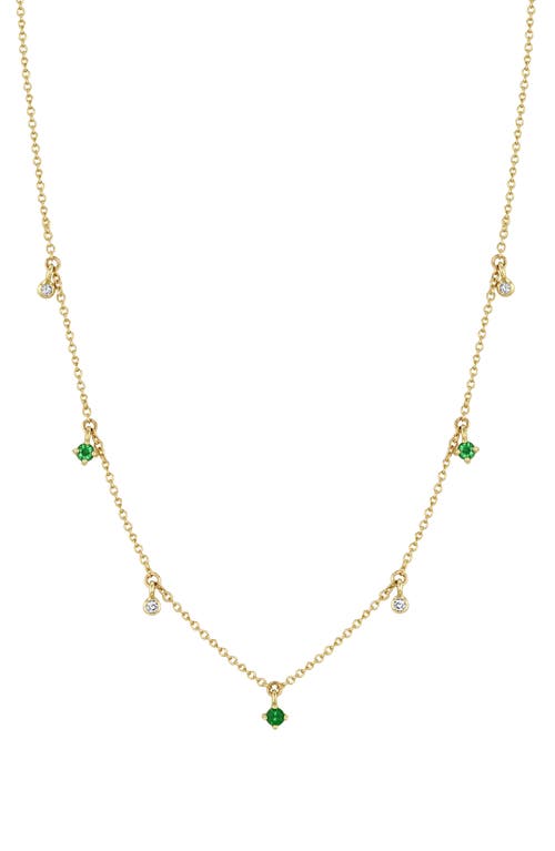 Zoë Chicco Emerald and Diamond Station Necklace in 14K Yg at Nordstrom, Size 16
