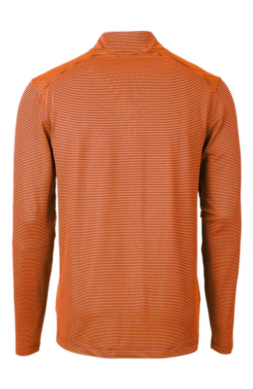 Cutter & Buck Virtue Eco Pique Micro Stripe Recycled Mens Quarter Zip In Orange