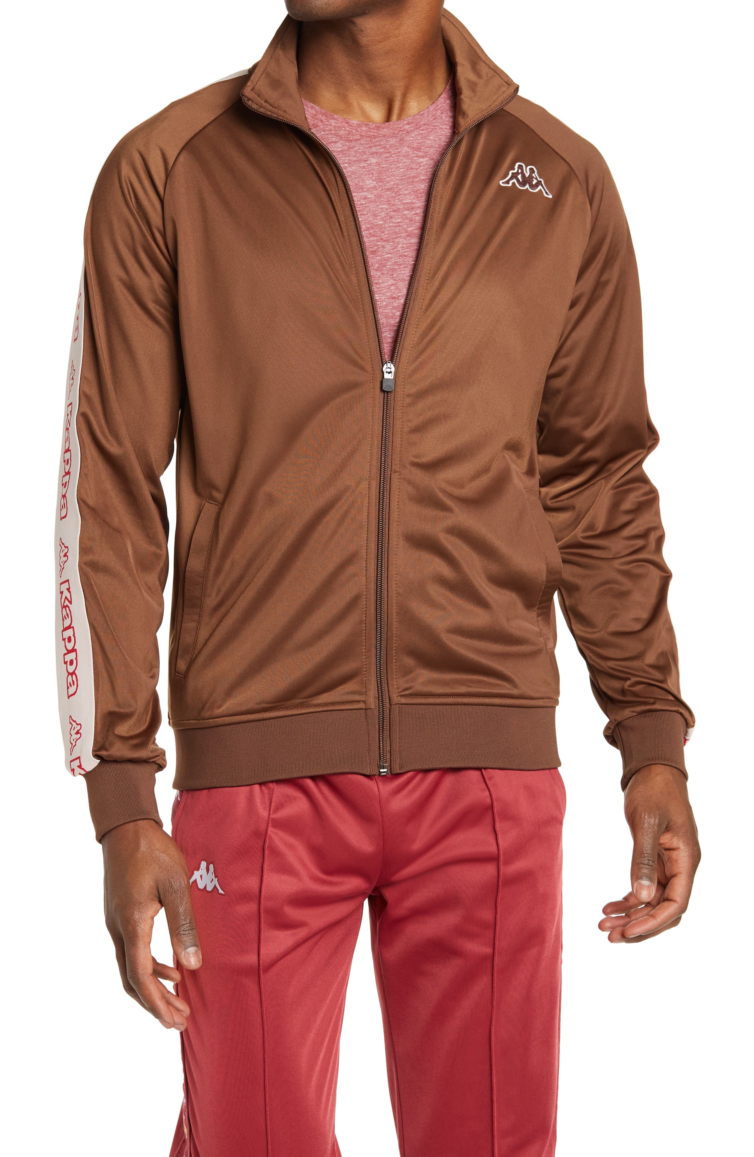Kappa Men's Artem-2 Logo Tape Track Jacket in Brown-Pink-Red Cherry at Nordstrom, Size Medium
