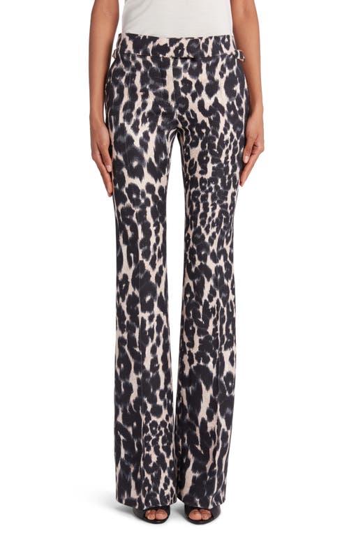 Tom Ford Leopard Print Flared Hopsack Pants In Chalk/black