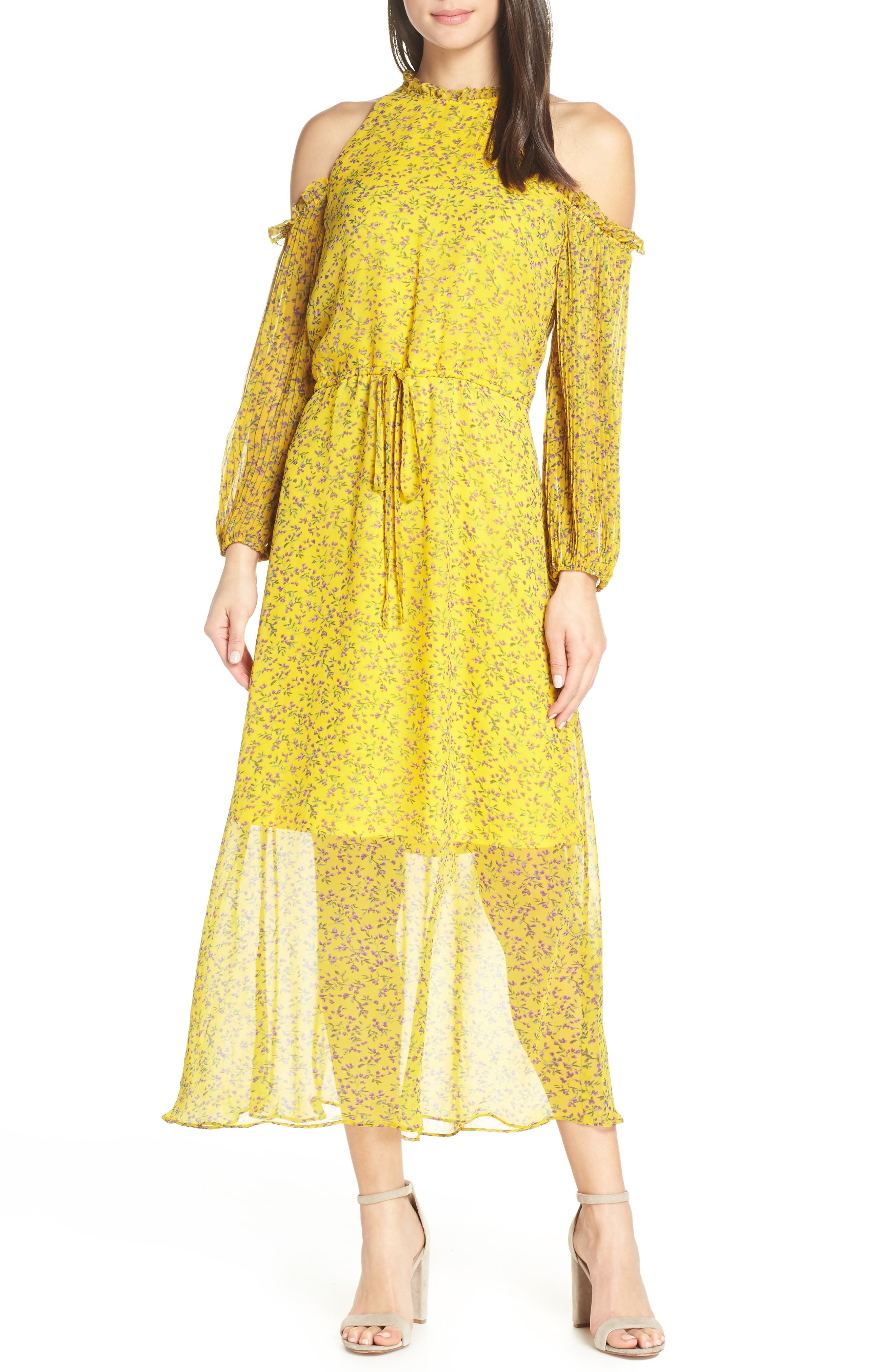 Sam Edelman Cold Shoulder Midi Dress, Yellow