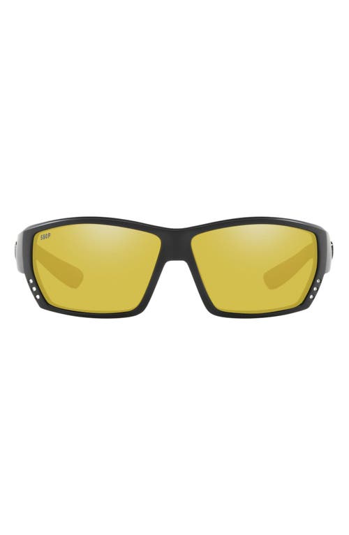 Costa Del Mar 62mm Polarized Wraparound Sunglasses in Black Grey Mirror