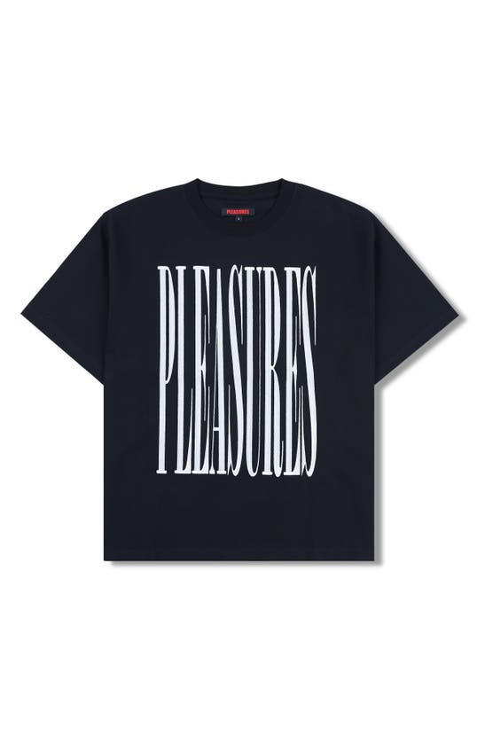 Shop Pleasures Heavyweight Stretch Logo Graphic T-shirt In Black
