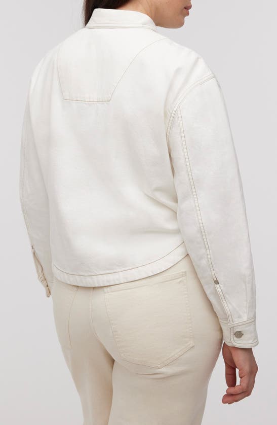 Shop Madewell Crop Denim Long-sleeve Shirt In Tile White