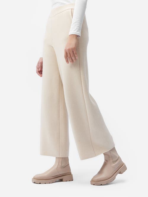 Gobi Mongolian Cashmere Organic Color Cashmere Wide-leg Pants In Off White