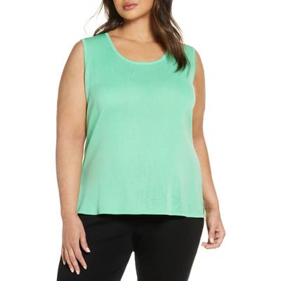 Plus Size Ming Wang Scoop Neck Knit Tank, Green