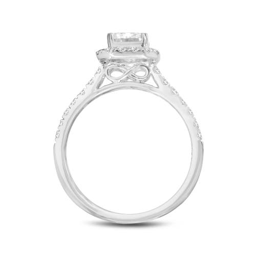 Luvmyjewelry Lilit 14k White Gold Emerald Cut Lab Grown Diamond Halo Engagement Ring In 14k White Gold