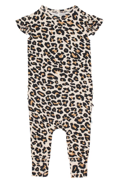 Posh Peanut Lana Leopard Ruffle Cap Sleeve Romper In Animal Print