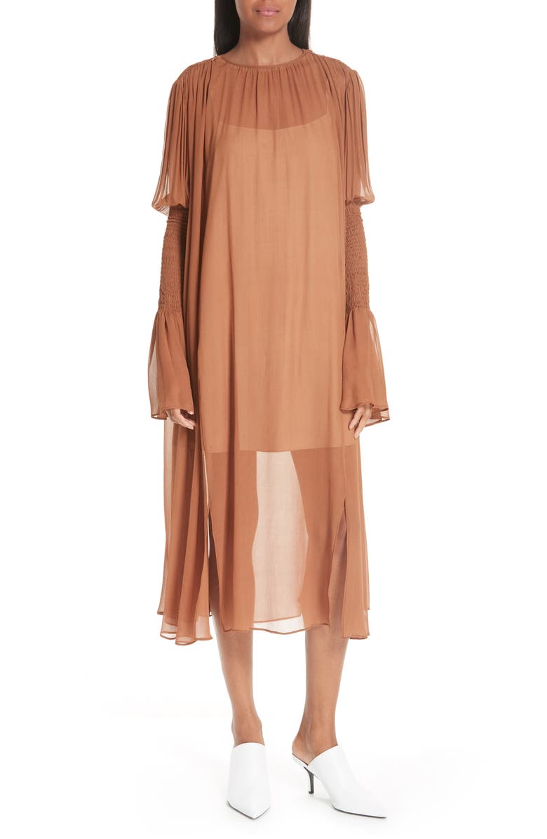 CIENNE The Costa Silk Dress, Main, color, CARAMEL