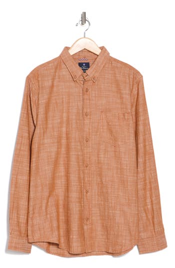 Ben Sherman Cotton Chambray Button-up Shirt In Caramel