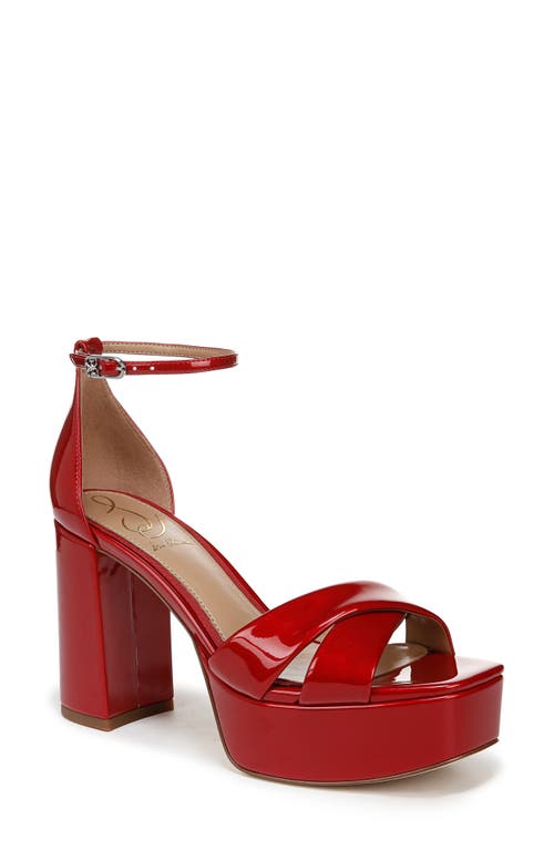 Shop Sam Edelman Jullian Ankle Strap Platform Sandal In Passion Red