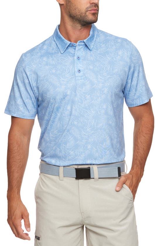 Shop Flag And Anthem Poway Palm Print Performance Polo In Light Blue Combo