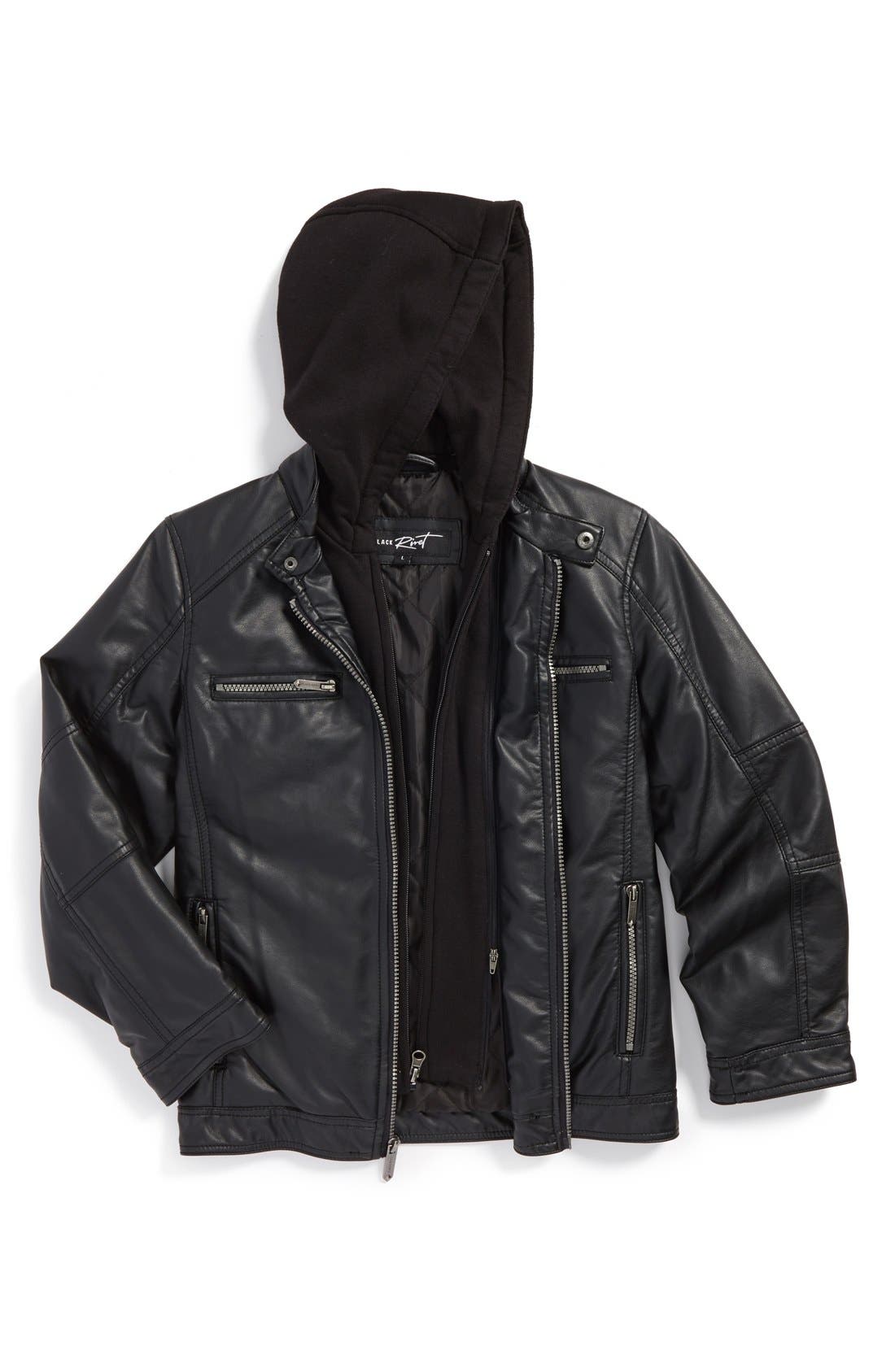 Black Rivet Faux Leather Jacket (Big Boys) (Nordstrom Online Exclusive