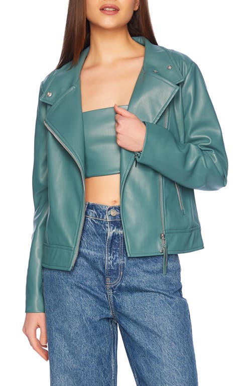 Shop Susana Monaco Faux Leather Moto Jacket In Rosemary