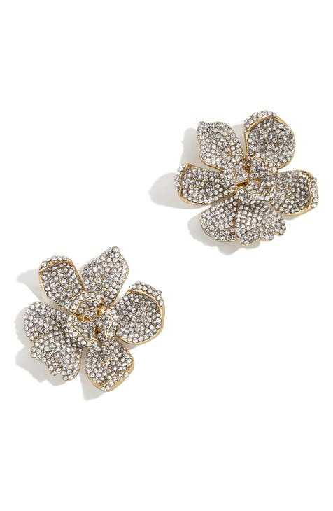 Pavé Crystal Flower Stud Earrings
