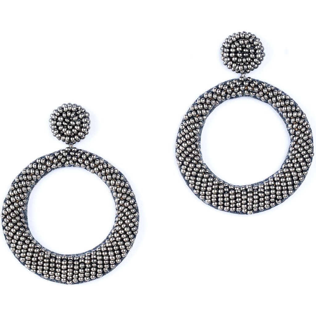 Deepa Gurnani Asta Beaded Drop Earrings In Gunmetal
