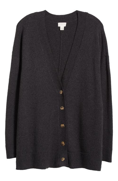 Shop Caslonr Caslon(r) V-neck Cocoon Cardigan (plus)<br /> In Grey Dark Charcoal