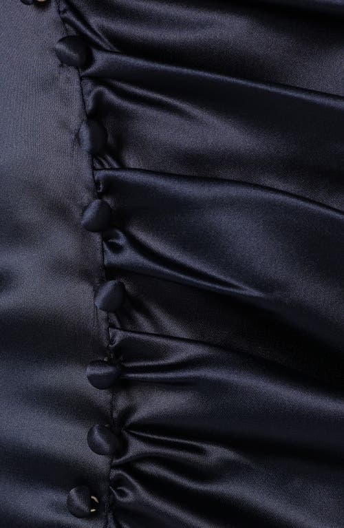 Petal And Pup Petal & Pup Lisbeth Ruched Satin Midi Dress In Blue