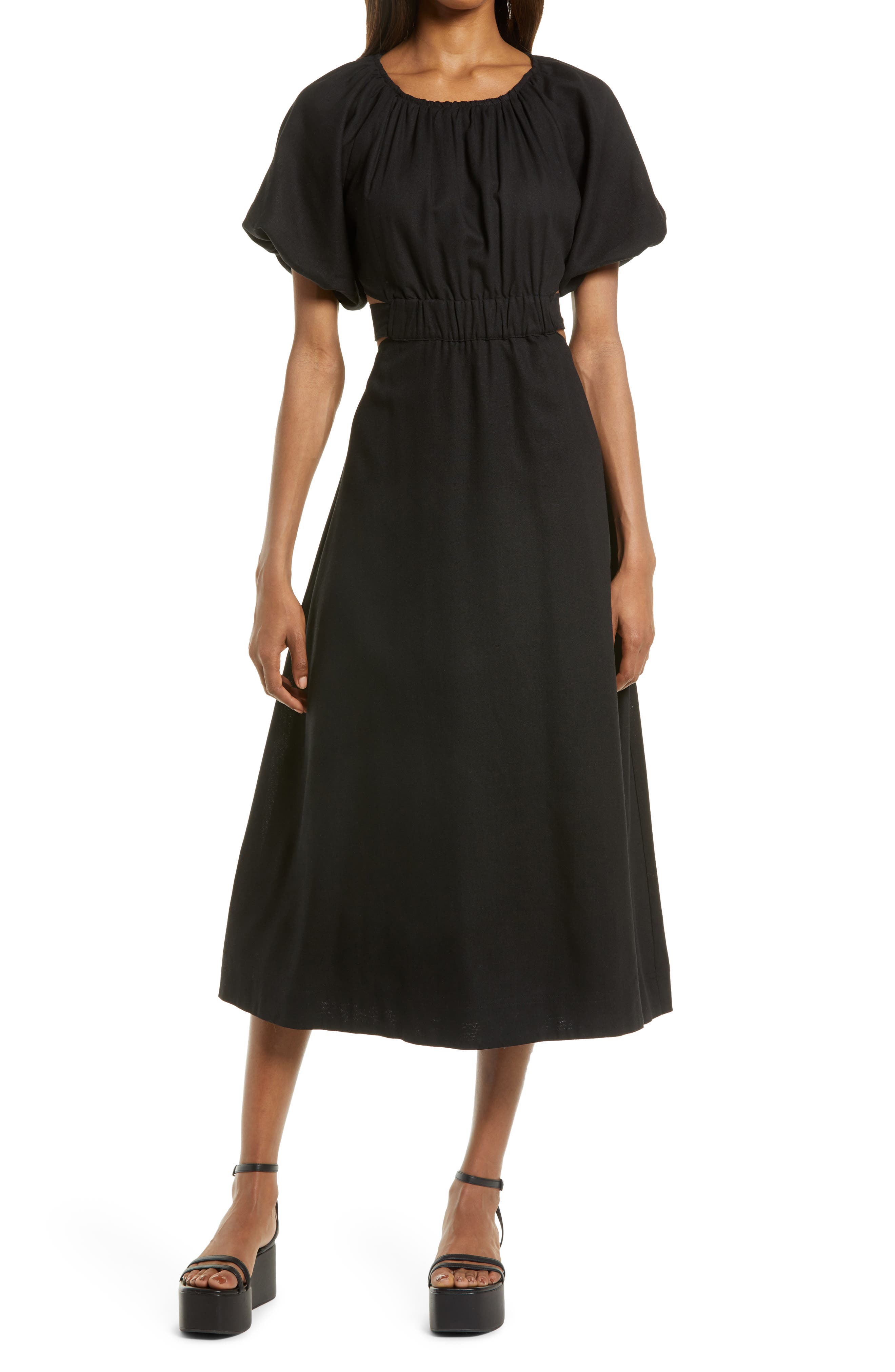 black cotton maxi dress with sleeves