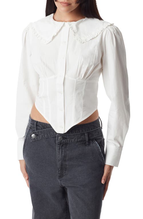 Zander Ruffle Collar Cotton Shirt in Marshmallow