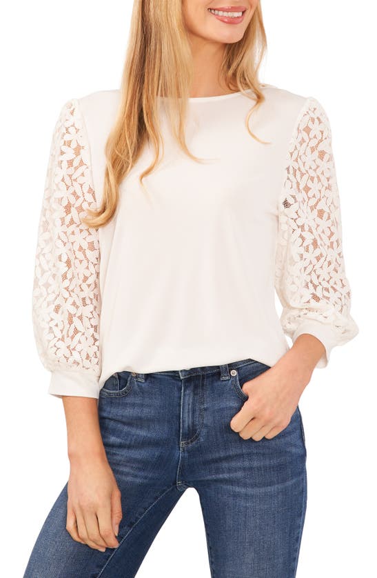 Cece Lace Sleeve Top In Multi