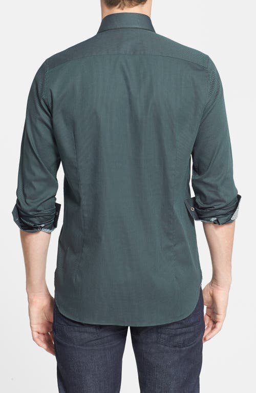 Shop Ted Baker London 'mindyou' Extra Trim Fit Stretch Cotton Dobby Sport Shirt In Green