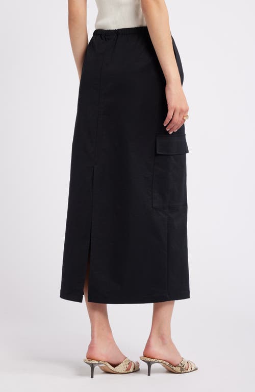 Shop Open Edit Drawcord Maxi Utility Cargo Skirt In Black