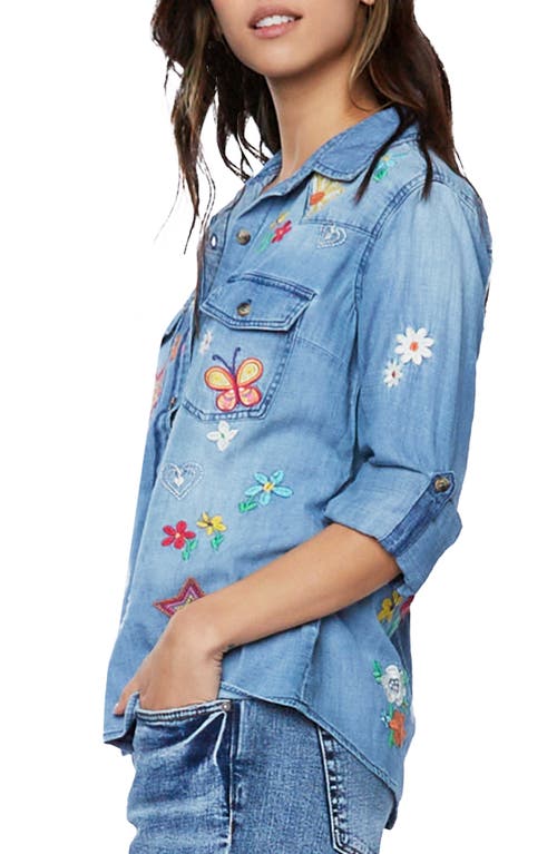 Billy T Sketchbook Embroidered Button-up Shirt In Vintage Blue