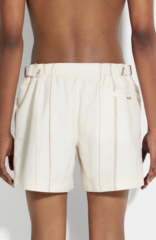 Shop Zegna Stripe Swim Trunks In Iuta Beige