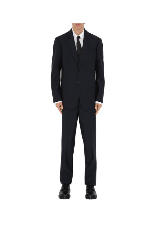 Burberry Classic Fit Triple Stud Wool Mohair Tailored Trousers In Navy