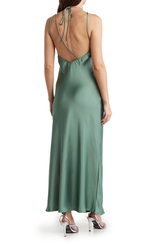 Shop Know One Cares Satin Bias Cut Maxi Dress In Green