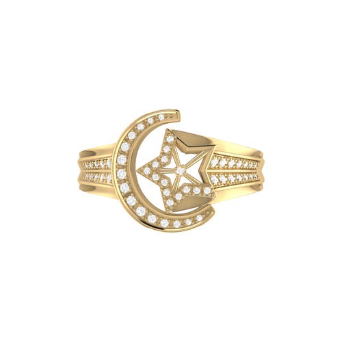 Luvmyjewelry Luna Comet Sterling Silver Diamond Ring In 14kt Gold Vermeil On Sterling