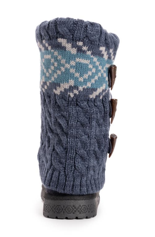 Muk Luks Cheryl Faux Fur Knit Boot In Indigo Marl
