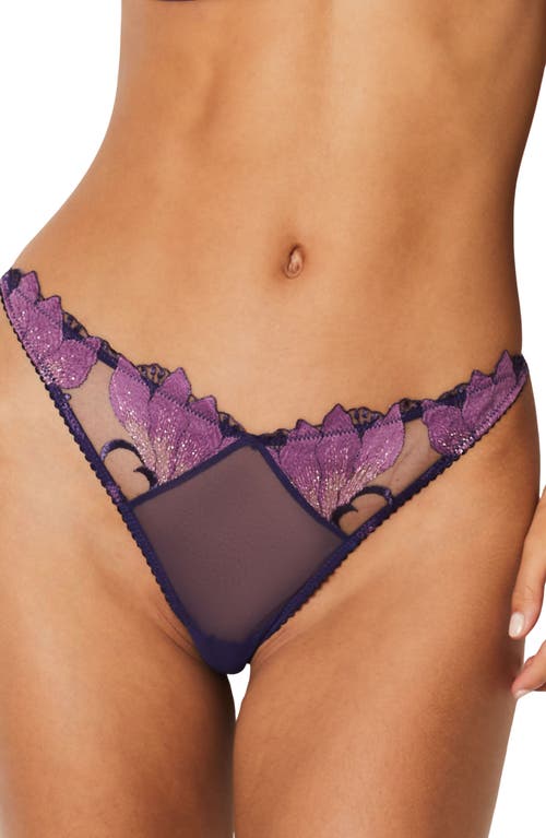 Shop Etam Exaltee Embroidered Tulle G-string In Blueberry