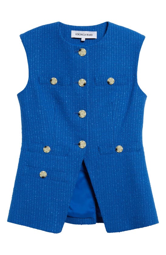Shop Veronica Beard Tamara Cotton Blend Cutaway Vest In Cobalt