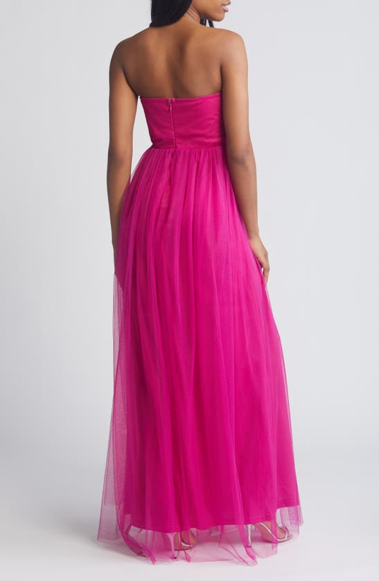 Shop Chelsea28 Strapless Tulle Gown In Purple Orchid