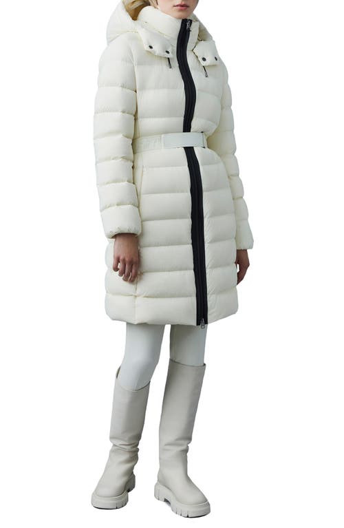 Mackage Ashley Down Puffer Coat With Velcro Belt In Cream