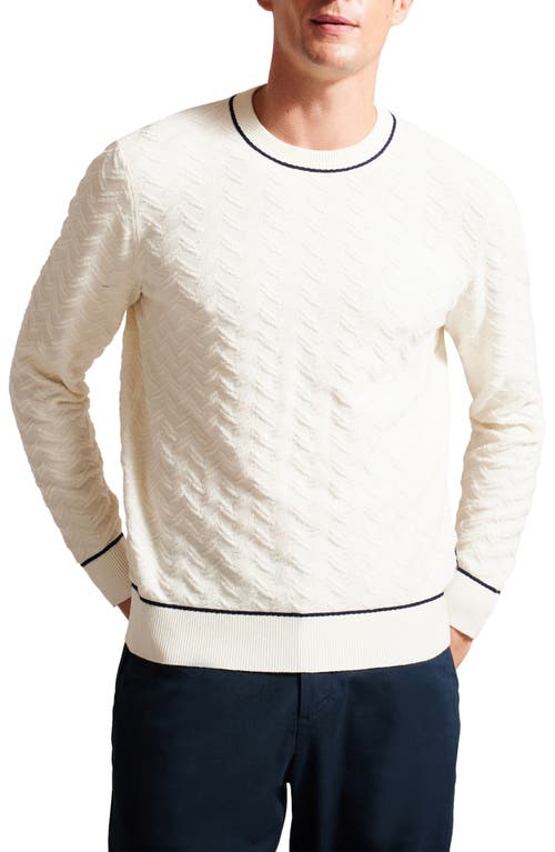 Sepal Textured Crewneck Sweater in Ecru