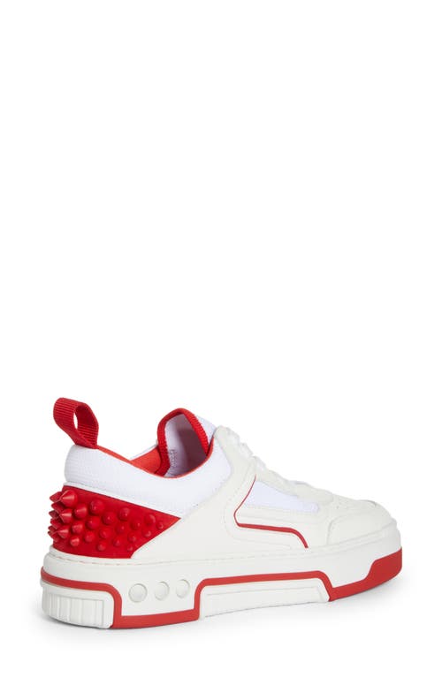 Shop Christian Louboutin Astroloubi Mixed Media Low Top Sneaker In J679 White/loubi