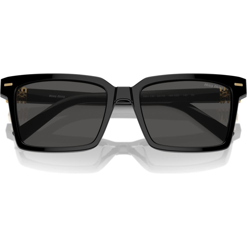 Miu Miu 55mm Rectangular Sunglasses In Black/dark Grey