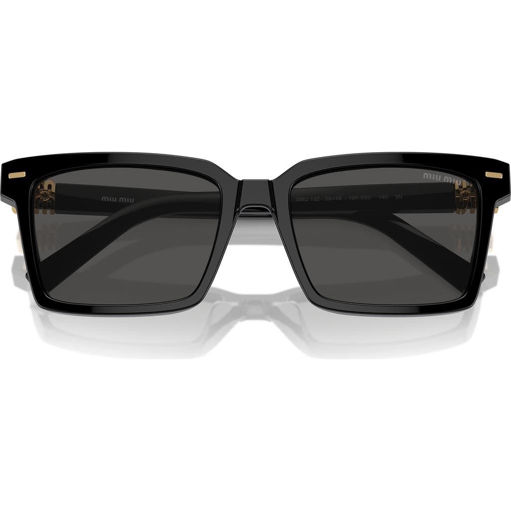 Miu Miu 55mm Rectangular Sunglasses In Black/dark Grey