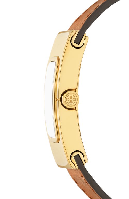 Shop Tory Burch The T Leather Strap Watch, 18mm X 40mm In Tan Multi