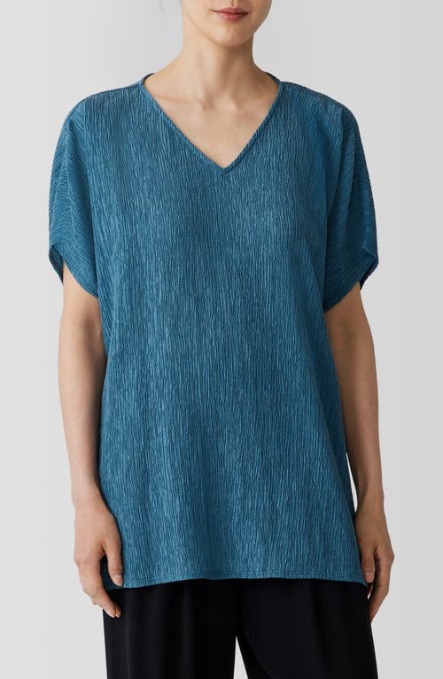 Eileen Fisher Textured V-Neck Tunic Top Cascade at Nordstrom,