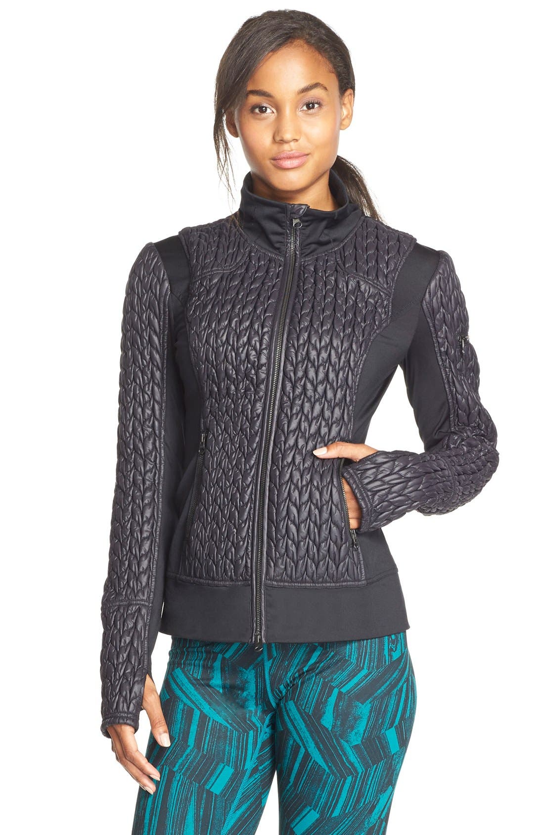 Zella 'Mikaela' Quilted Front Zip jacket Nordstrom