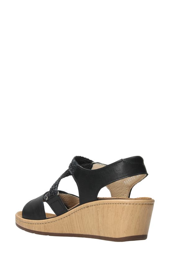Shop Wolky La Jolla Ankle Strap Platform Wedge Sandal In Black Leather